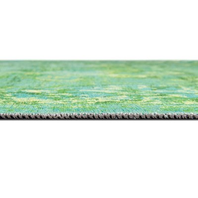 Spring Green Synthetic Medallion Washable Area Rug