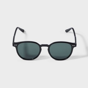 Men's Plastic Round with Gray Lens Sunglasses - Goodfellow & Co™ Black - 1 of 2
