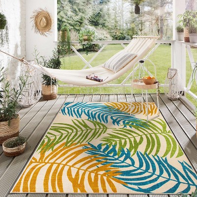 Multicolor Floral Synthetic Flatwoven 5' x 7' Indoor/Outdoor Rug