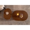 Oval Nesting Coffee Table Set of 2,Walnut Modern Fluted Wooden Center Tables with Wave Edge,35'' & 23'' Living Room Accent-Baofuwish - 2 of 4