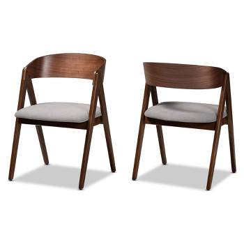 2pc Danton Fabric Upholstered Wood Dining Chair Set - Baxton Studio