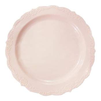 Smarty Had A Party 10" Pink Vintage Round Disposable Plastic Dinner Plates (120 Plates)
