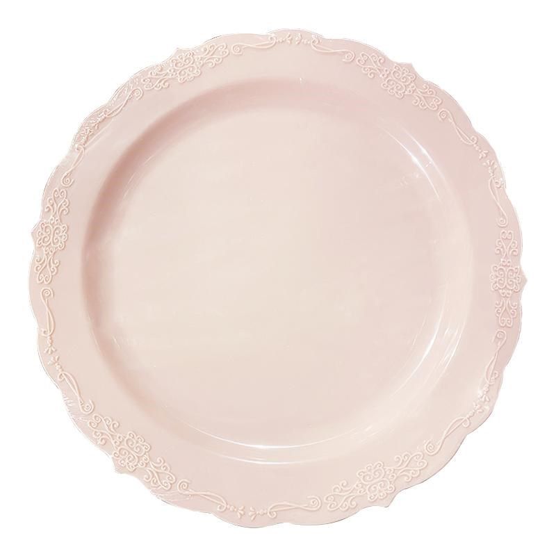 Smarty Had A Party 10" Pink Vintage Round Disposable Plastic Dinner Plates (120 Plates), 1 of 3