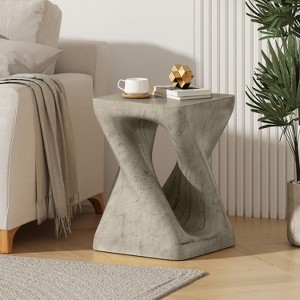 Wooakway 16'' H Twist Shape Magnesium Oxide Side Table Coffee Table Sofa Table For Home Office Living Room - 1 of 4