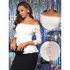 INSPIRE CHIC Women's Elegant Lace Floral Semi Sheer 3/4 Sleeve Off Shoulder Peplum Top 2 Packs - 2 of 4