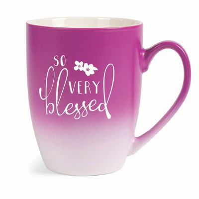 Elanze Designs So Very Blessed Two Toned Ombre Matte 10 ounce New Bone China Coffee Tea Cup Mug, Pink and White