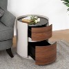 MDF ITALIAN HIGH-GRADE DOUBLE-LAYER STORAGE ROUND SIDE TABLE, BROWN AND BLACK COLOR - 2 of 4