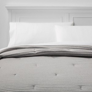 Twin/Twin XL Jersey Comforter Gray Stripe - Room Essentials