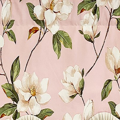 Petal Pink Magnolia Print Scalloped Window Valance with Rod Pocket