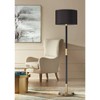 Possini Euro Design Cameron Mid Century Modern 72 1/4" Tall Floor Lamp Warm Gold Matte Black Light Blaster LED Drum Shade for Living Room - 2 of 4