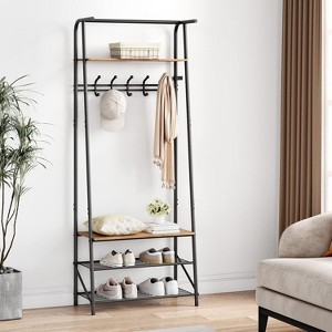 Entryway 4-in-1 Hall Tree with Shoe Storage Bench, Narrow Hallway Coat Rack and Shoe Bench, Mudroom Coat Rack Shoe Rack with Hooks - 1 of 4