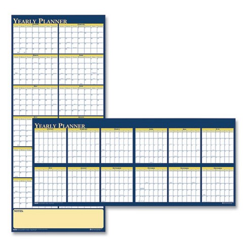 Recycled Reversible Yearly Wall Planner, 60 x 26, White/Blue/Yellow Sheets, 12-Month (Jan to Dec): 2025 - image 1 of 3