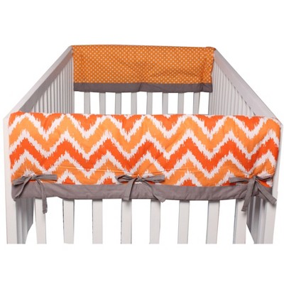 Bacati - Mix n Match Chevron/Dots Crib Rail Guard set of 2 Covers Orange/Gray