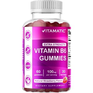 Vitamin B6 100mg - Strawberry Flavor - 60 Gummies - 1 of 4