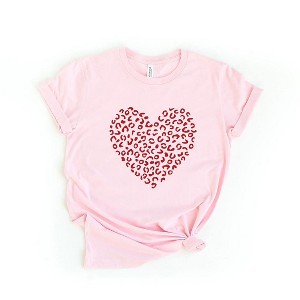 Simply Sage Market Women' Valentine Leopard Heart Short Sleeve Graphic Tee - 1 of 4