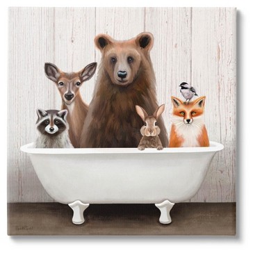 Stupell Industries Woodland Creatures Antique Bathtub Canvas Wall Art