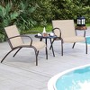 Tangkula 3 Piece Patio Chair Set w/ Curved Fabric Seat Round Coffee Table for Backyard - 4 of 4