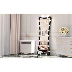 63x24" Black Hollywood Full Length Mirror with Lights: 5 Color Modes, Touch Control, Wall Mounted or Standing - 1 of 4