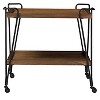 Jessica Rustic Industrial Style Textured Finish Metal Distressed Ash Wood Mobile Serving Bar Cart - Black & Brown - Baxton Studio - image 2 of 4