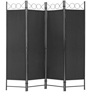 4 Panel Room Divider 6FT Steel Frame Screen Folding Privacy Divider Freestanding Partition for Home Office Bedroom (Black) - 1 of 4