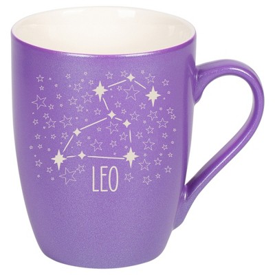 100 North Zodiac 10 Ounce Passion Purple Metallic Finish, Comfortably Fits Your Hands, New Bone China Coffee Tea Cup Mug, Leo
