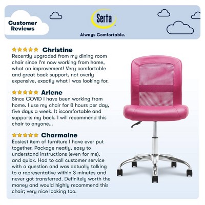Pink Faux Leather Mesh Swivel Task Chair