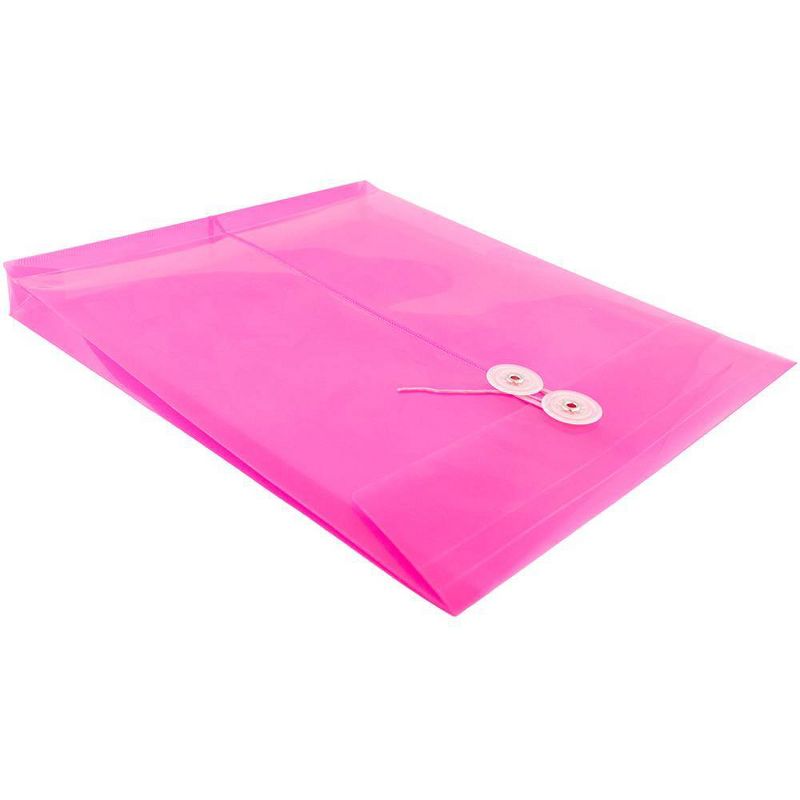JAM Paper 9 3/4'' x 11 3/4'' 12pk Plastic Envelopes with Button and String Tie Closure, Letter Open End, 5 of 7
