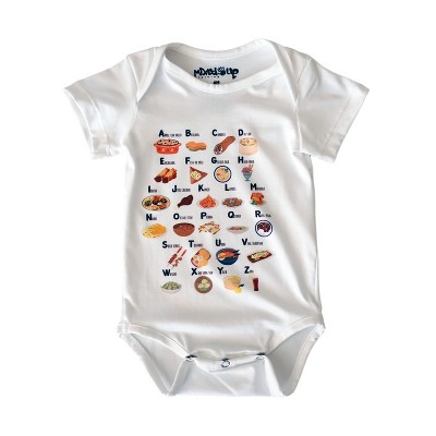 Image of Mixed Up Clothing Infant Baby Alphabet Short Sleeve Bodysuit - White - 12 Months