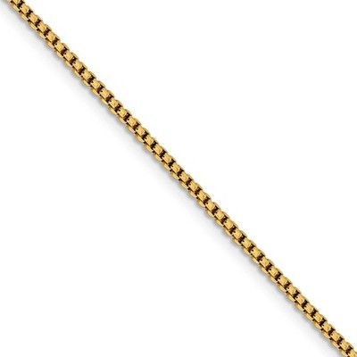 Black Bow Jewelry 1.85mm 14k Yellow Gold Diamond Cut Round Box Chain Necklace