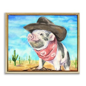 Stupell Industries Wild West Cowboy Pig, 31" x 25" - 1 of 4