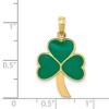 Black Bow Jewelry 14k Yellow Gold & Green Enameled Shamrock Pendant, 16mm (5/8 inch) - 4 of 4