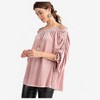 Anna-Kaci Women's Velvet Off-Shoulder Blouse with Ruched Sleeves and Tie Details - 4 of 4