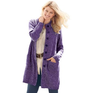 Woman Within Plus Size Marled Sweater Jacket - 1 of 4