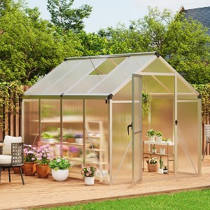 Large Aluminum Greenhouses for Outdoors, Heavy Duty Polycarbonate Greenhouse with Roof Vent, Walk-In Green Houses for Winter Garden, Backyard - 1 of 4