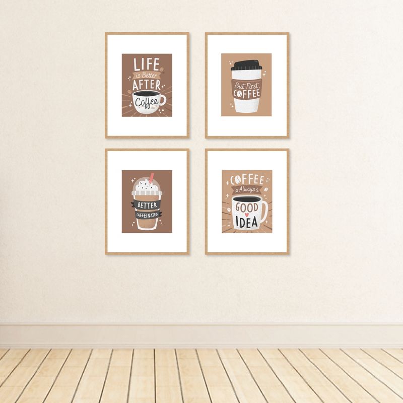 Big Dot of Happiness But First, Coffee - Unframed Kitchen Linen Paper Wall Art - Set of 4 - Artisms - 8 x 10 inches, 3 of 8