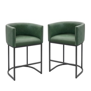 Vatros Counter Height Bar Stools Set, Modern Barrel Counter Stools with Backrest and Arms - 1 of 4