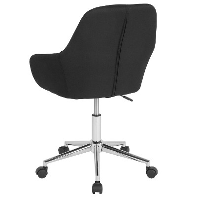 Black Fabric Mid-Back Swivel Office Chair with Chrome Base