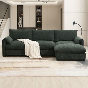 CAVINAS 96.5" L-Shaped Sectional Sofa,4-Seater Cloud Couch Sectional with Storage Ottoman,2 USB Ports and Adjustable Phone Holder - 1 of 4