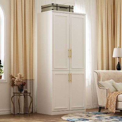 FUFU&GAGA Freestanding Combination Sculptural Look Wardrobe Armoire White
