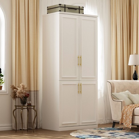 FUFU&GAGA Freestanding Combination Sculptural Look Wardrobe Armoire White - image 1 of 4