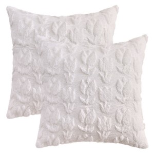REGALWOVEN Flower Pattern Plush Jacquard Modern Throw Pillow Covers for Home Decoration 18 x 18 Inch 2 Pcs - 1 of 4