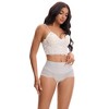INSPIRE CHIC Women's Hi-Cut Satin High Waisted Lace Trimmed Tummy Control Underpants Briefs - 4 of 4