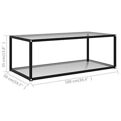 vidaXL Coffee Table Transparent Tempered glass, powder-coated steel