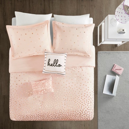 Twin Twin Xl 4pc Nova Metallic Duvet Cover Set Blush Rosegold Target