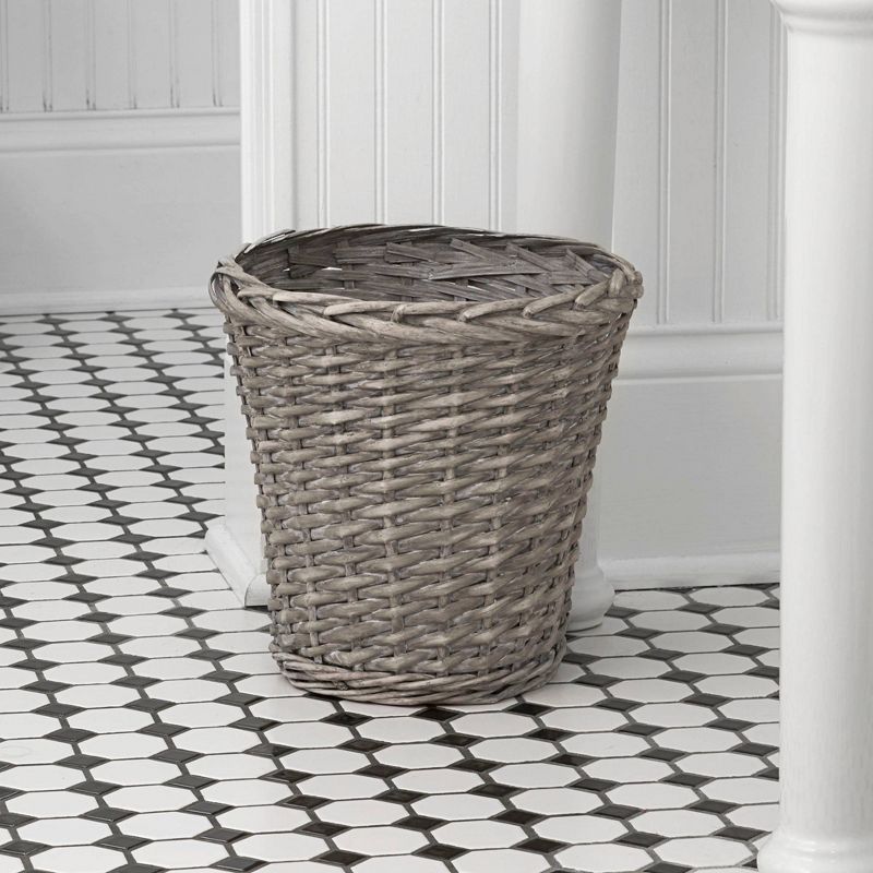 Household Essentials Wicker Waste Basket Gray, 3 of 7