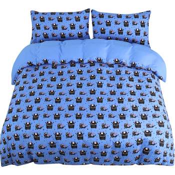 PiccoCasa Kids Cartoon Series Pattern Polyester Duvet Cover with 2 Pillowcases Bedding Set 3 Pcs