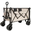 NAYSAYE Wagons Extra Large Folding Cart with All Terrain Wheels and Side Pockets for Outdoor Adventures, Gray and Khaki, 55.12"*22.83"*43.31" - 4 of 4