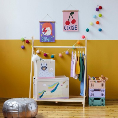 3 Sprouts Beige Foldable Fabric Storage Cube with Llama Applique