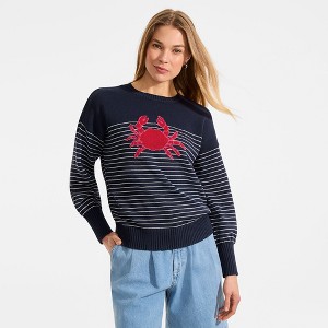 Lands' End Women's Cotton Drifter Novelty Jacquard Crew Neck