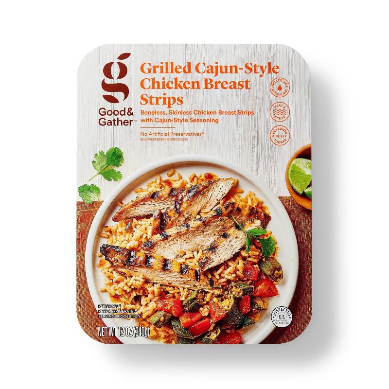 Cajun Seasoned Grilled Chicken Breast Strips - 12oz - Good &#38; Gather&#8482;, 1 of 5
